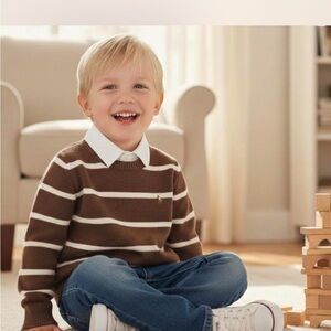 Ralph Lauren Brown and Cream Kids Sweater in cotton.